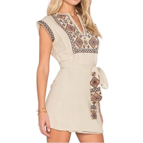 Free People Running Wild Wrap Dress Embroidered Bohemian Extra Small - Picture 3 of 5